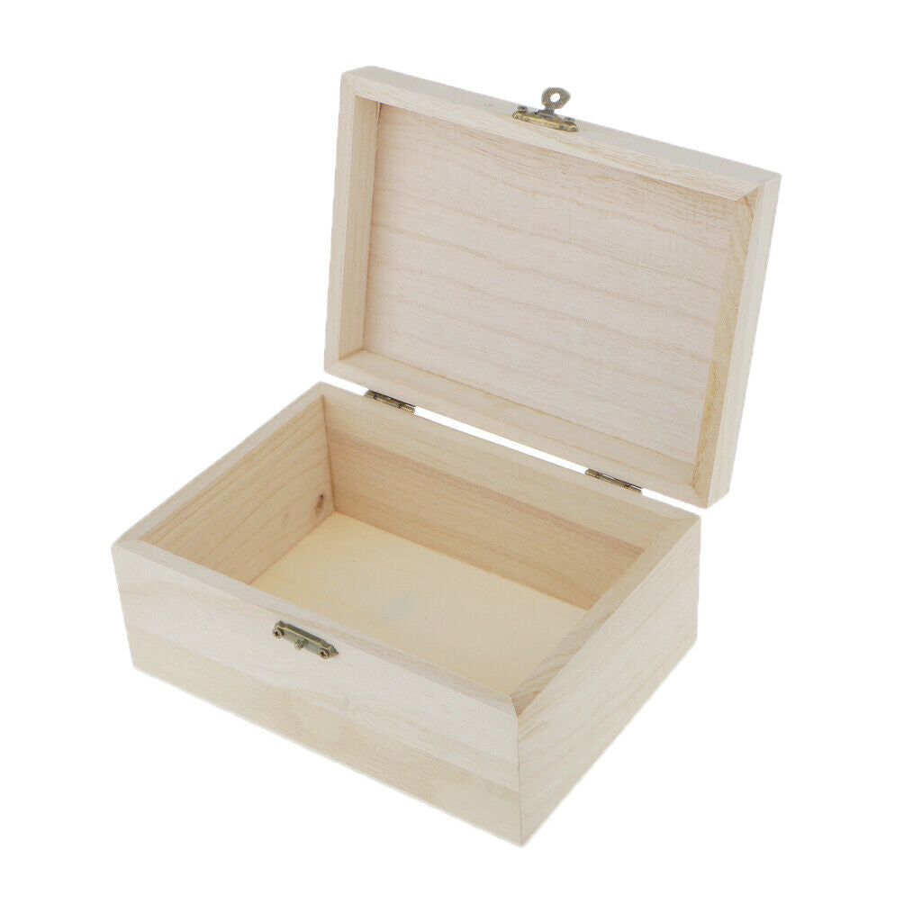 5 Pack Wooden Box Organizer Jewelry Storage Case Unpainted Natural Wood Portable