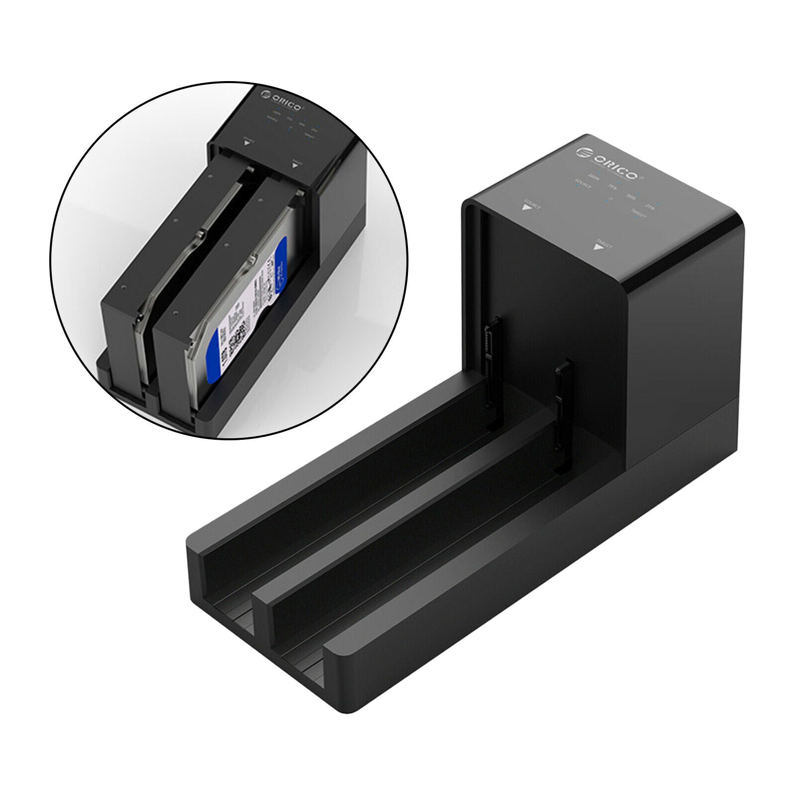 Dual Bay 3.5in HDD SSD Hard Drive Docking Station Enclosure w/Offline Clone