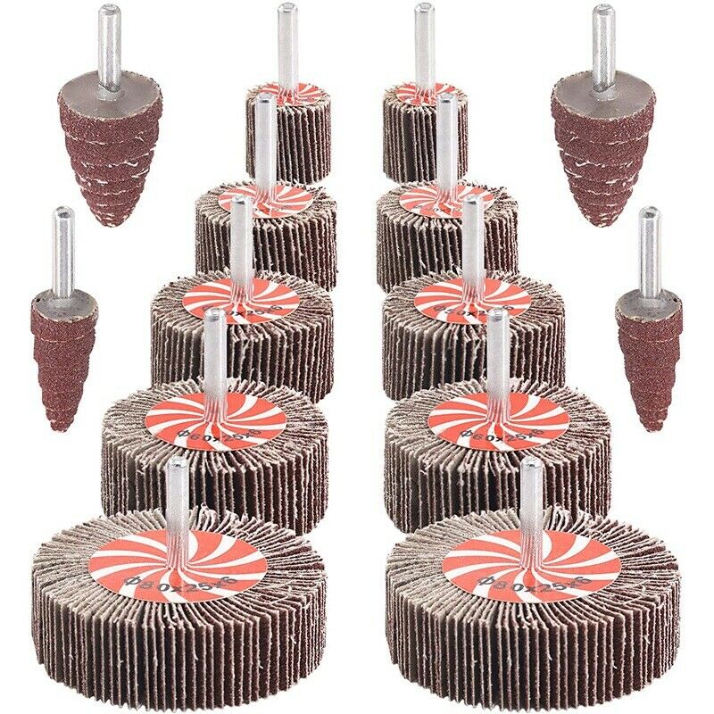 14 Pack Abrasive Flap Wheel Sander Sanding Flap Grinding Wheels 80 Grit AlumV6X6