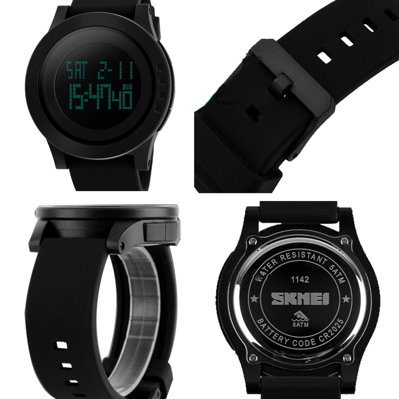 Men's Large LED Digital Date Alarm Big Face Waterproof LCD Military Sport Watch