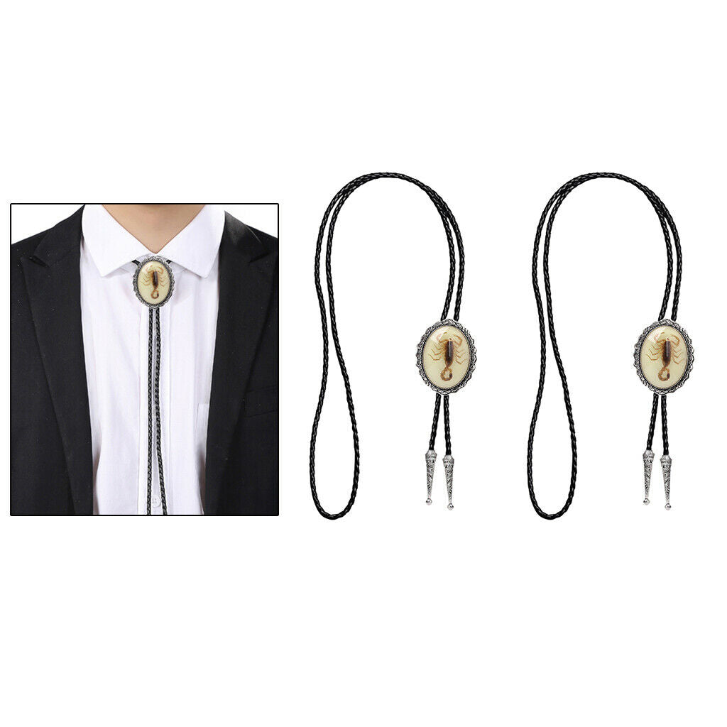2x Men Women Night Light up Scorpion Bolo Tie Shirt Necktie Cowboy Necklace