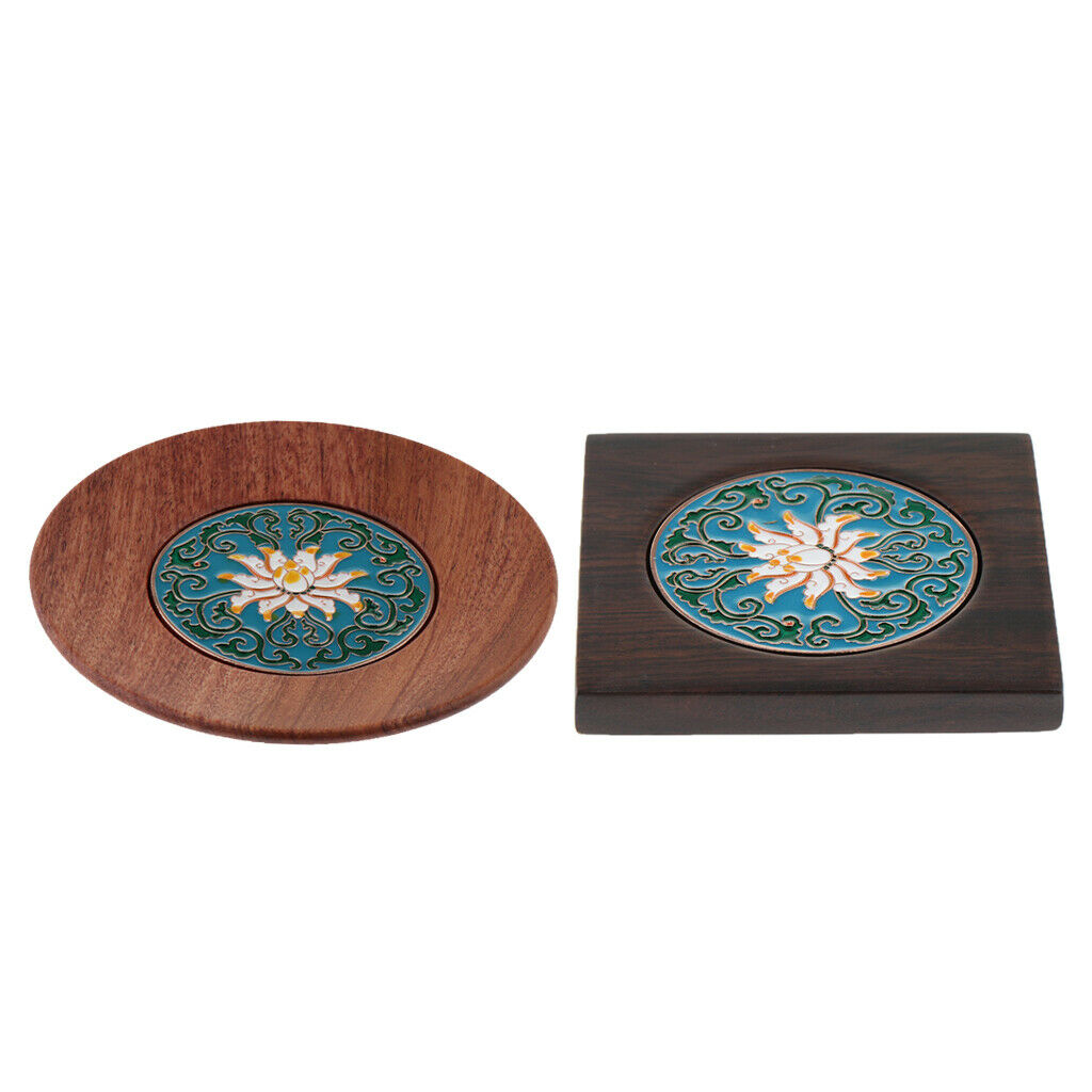 2 Pieces Wood Drink Coaster Mat Coffee Mug Place Mat Tea Cup Coaster Saucer