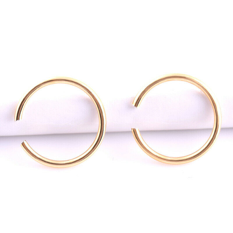 9Pcs Nose Ring Open Hoop Lip Body Piercing clip on Studs Stainless Steel .l8