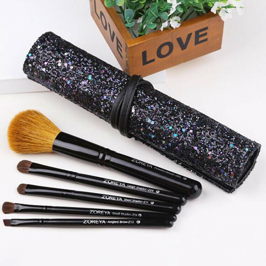 5x Makeup Brushes Face Powder Portable Wooden Handle Blender Eyebrow Brush