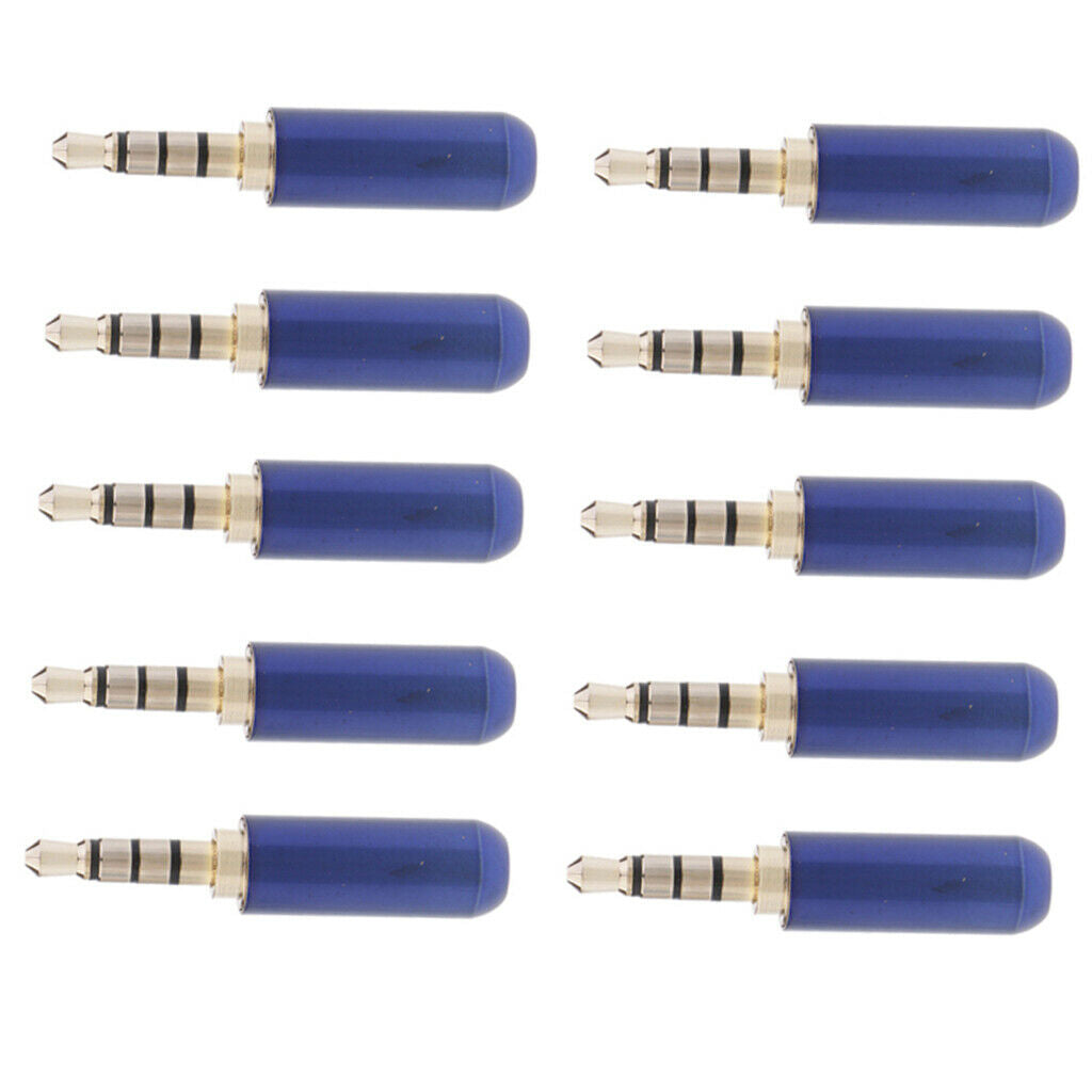 10Piece 3.5mm 4 Pole Male Stereo Jack Adaptor 1/8 Inch Headphones Connector For