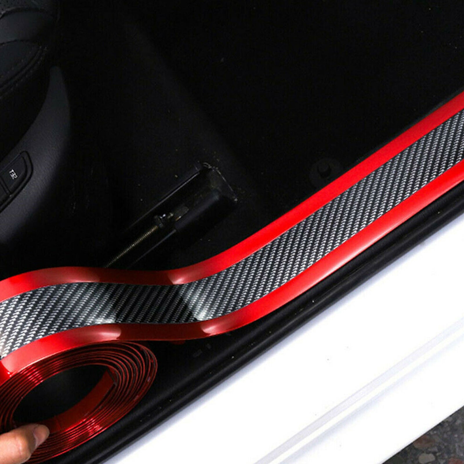 Accessories Carbon Fiber Rubber Protector Door Sill Scuff Cover Car Stickers