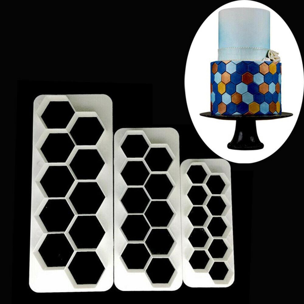 3 PCS Hexagon Cutter Mold Fondant Cutter Creative Football Cake Decorating Tool