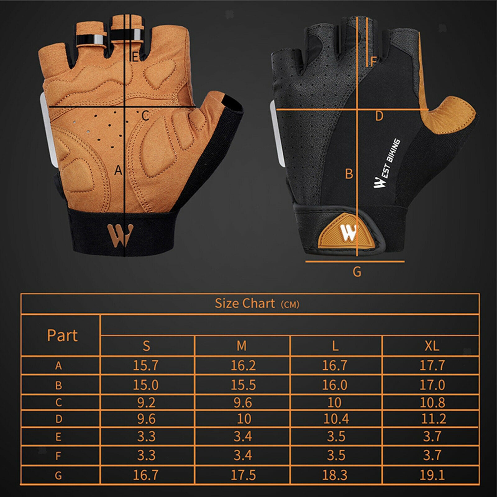 Sports Cycling Gloves Bike Bicycle Half Finger MTB Gloves 19x11cm
