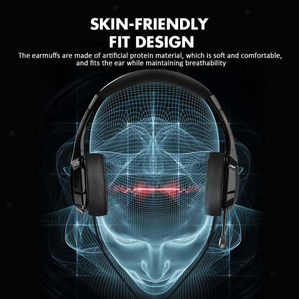 Gaming Headset with Noise Reduction Detachable Mic Adjustable for PC White