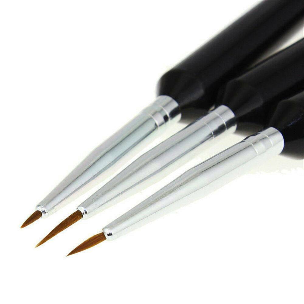 3Pcs Black Nail Art Pen Dotting Drawing Painting UV Gel Liner Polish Brush Tools