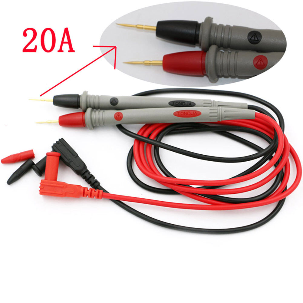 1 Pair 1000V 20A Detachable Tip Replacement Universal Multimeter Test Lead Probe