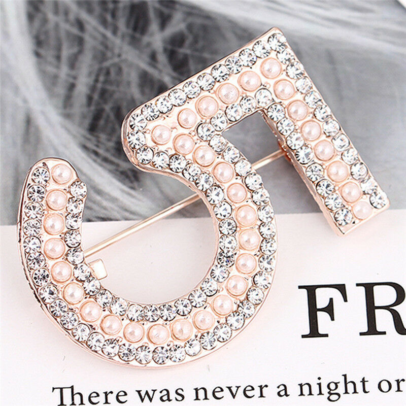 Letter 5 Brooch Pin Rhinestone Crystal Coat Collar Brooch Wedding Jewelry Gif Tt