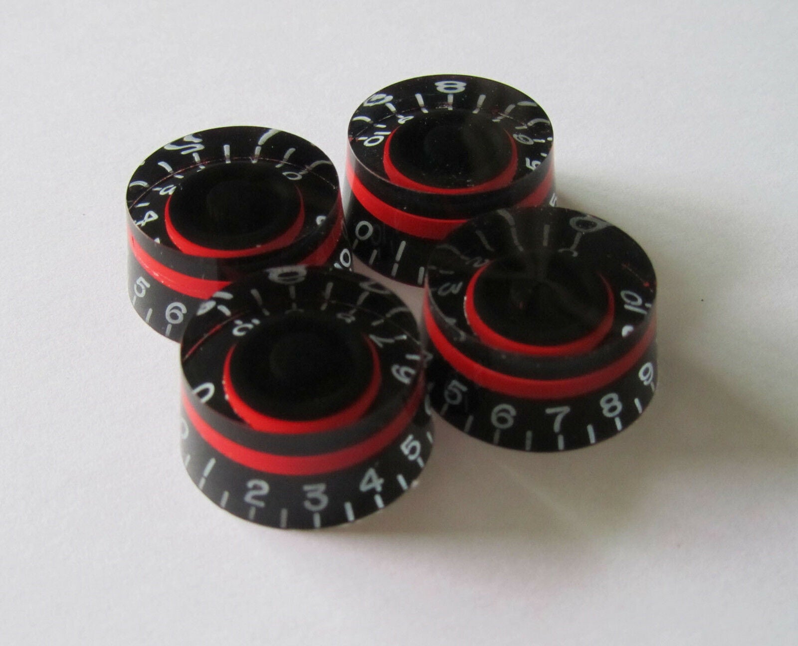 4x LP Custom Control Knobs Speed Dial Knobs Black w/ Red fits Les Paul