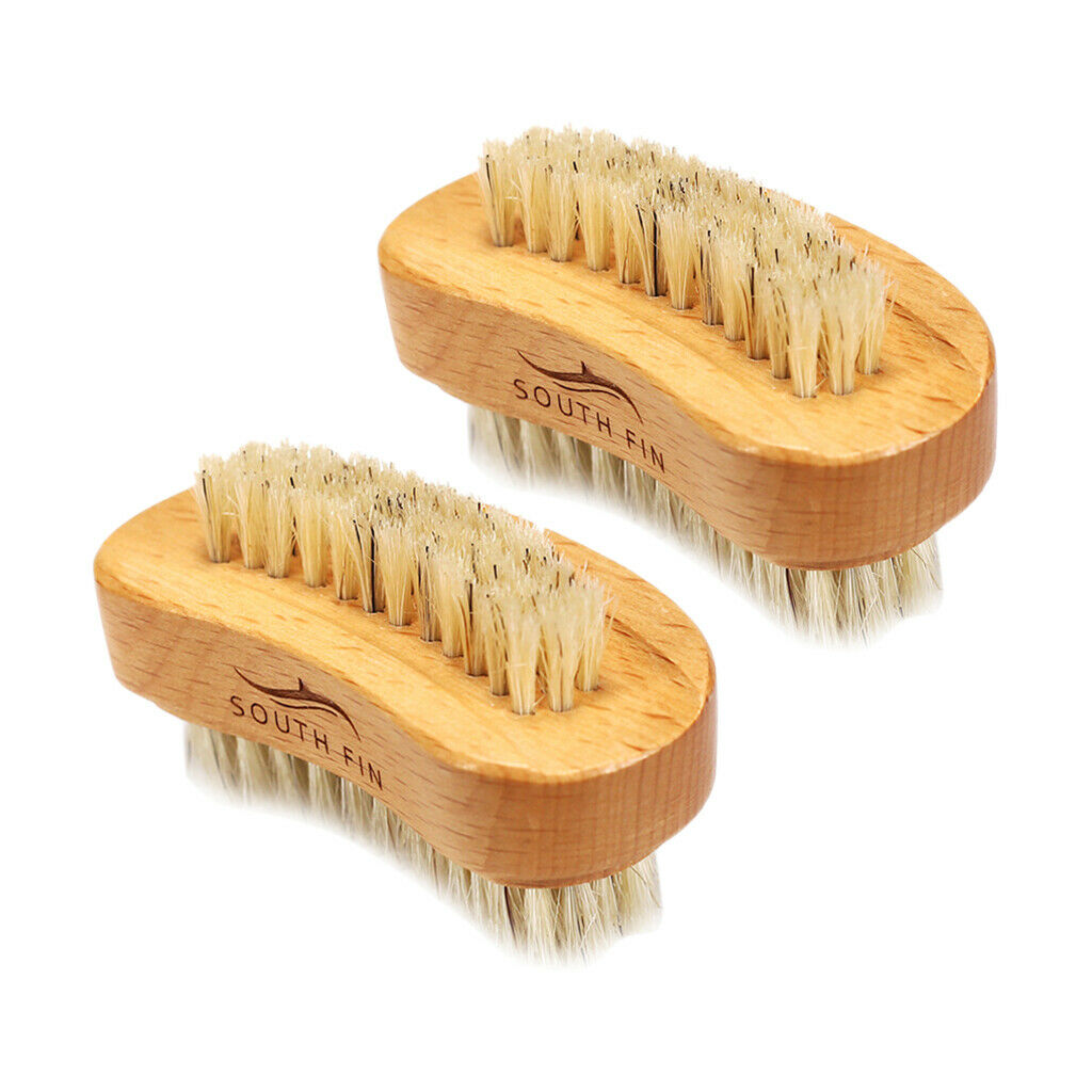 2x Natural Wooden Finger Nail Brush Scrub Scrubbing Cleaning Scrubber Tool