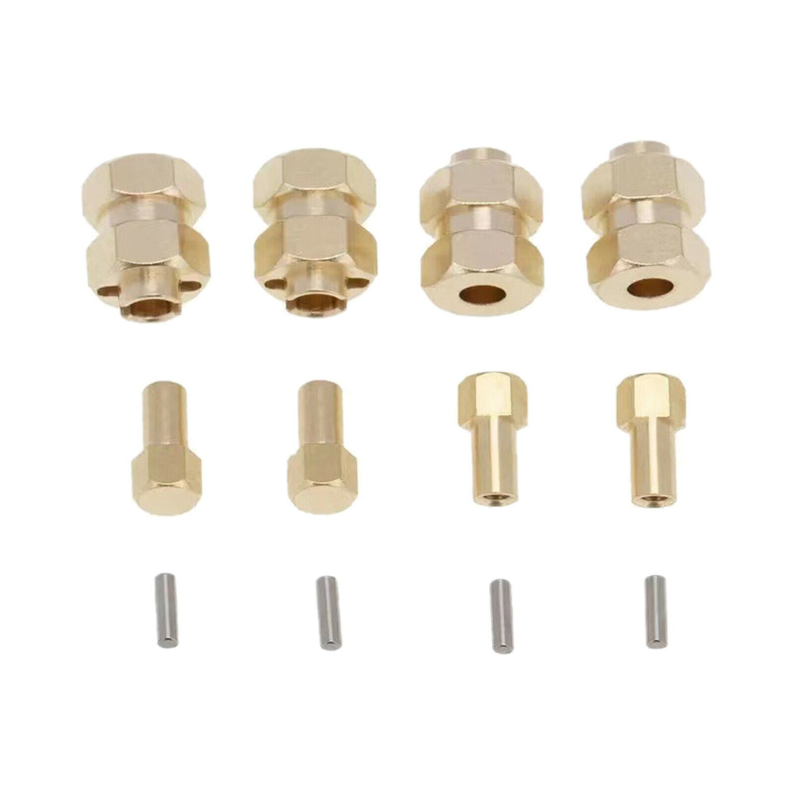 4x Brass Extended 7mm Hex Wheel Hubs Tire Extension Adaptors for AXIAL SCX24