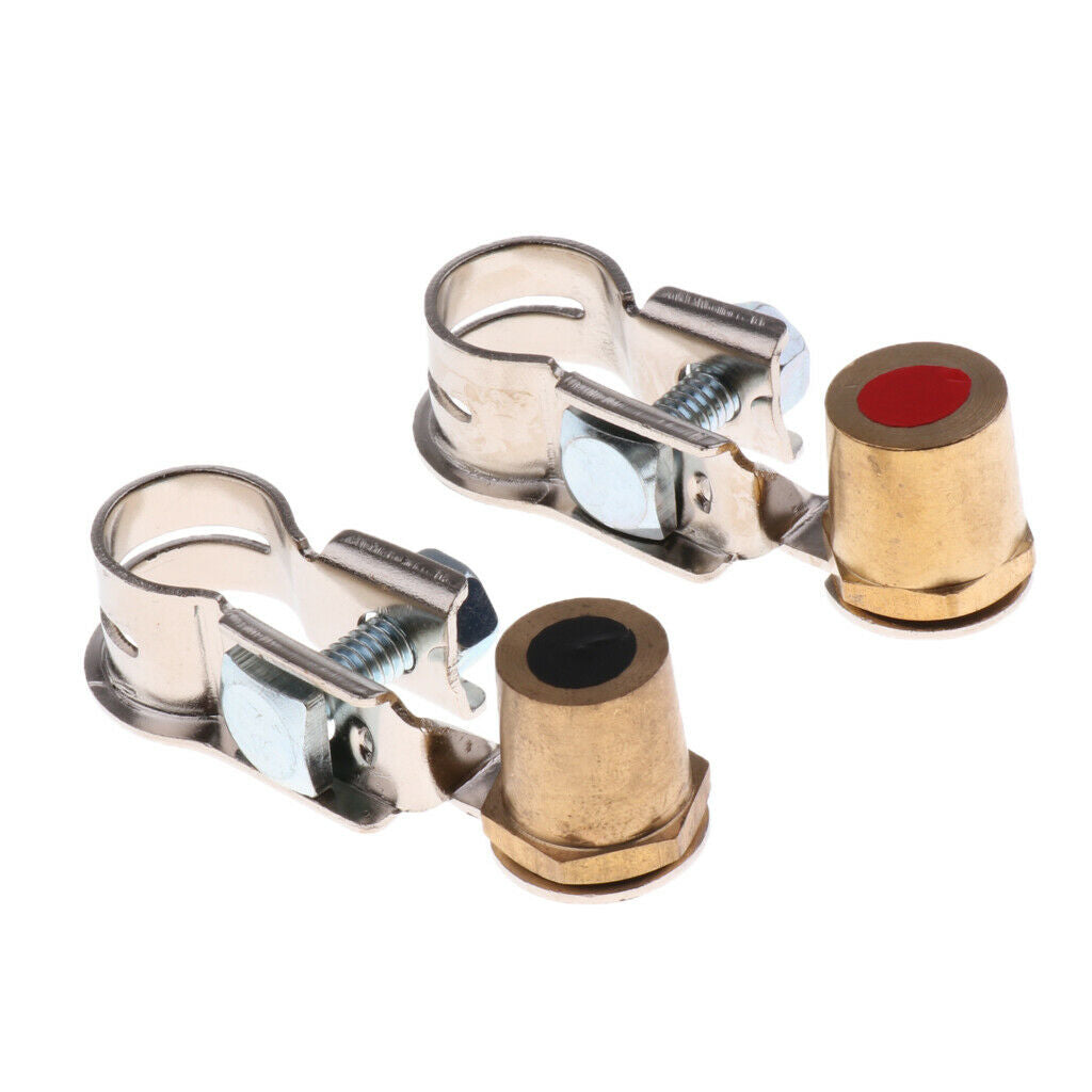 Set of 2 Adjustable Positive Negative Car Battery Terminal Clamp Clips