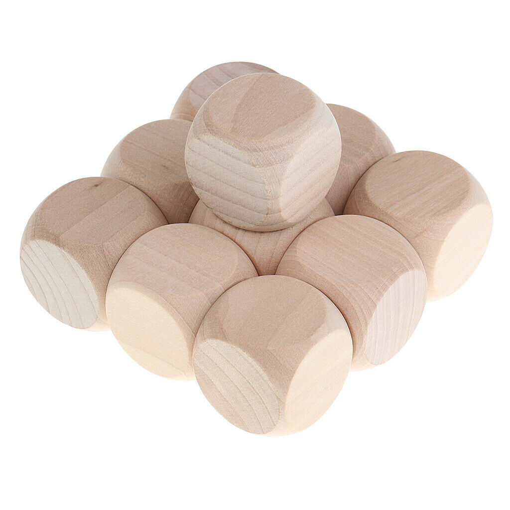 10Pcs Wooden Dice Six Side Dice 6 Side Dices 30mm for Kids Bulding Blocks