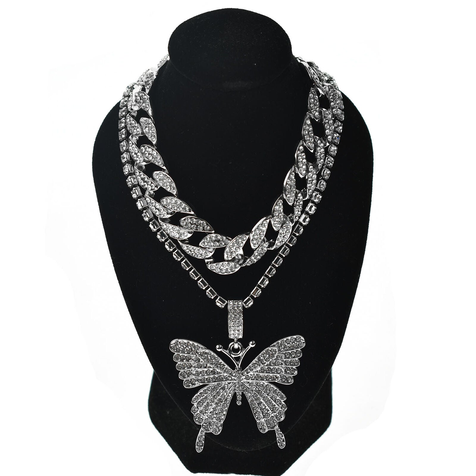 Fashion Butterfly Necklace Pendant Clavicle Choker Crystal Chain Women Jewelry