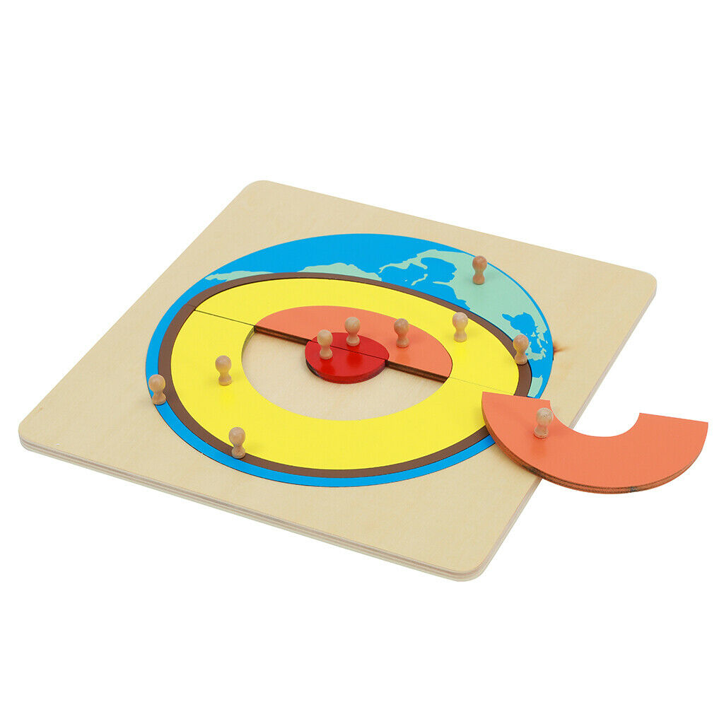 Montessori Geography Material Puzzle Board of Earth's Interior Composition