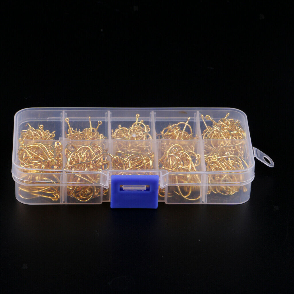 500pcs High Carbon Steel Fishing Hooks Offset Hook Barbed Fishing Hooks