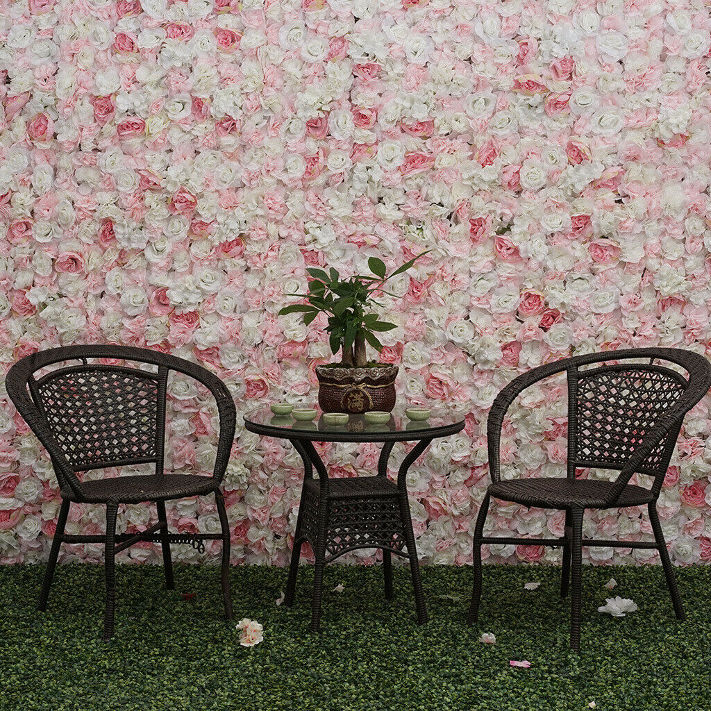 Artificial Rose Flower Wall Panel Decoration Photography Prop White&Pink