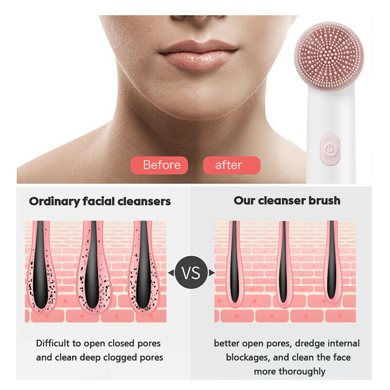 Electric Face Cleansing Brush For Facial Wash Sonic Vibration Massage ToolBDAU