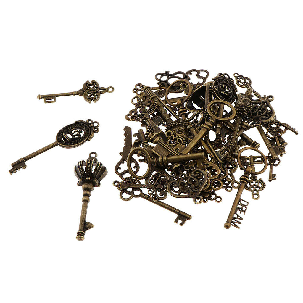 46X Alloy Key Skeleton Beads Bronze Charms Pendants