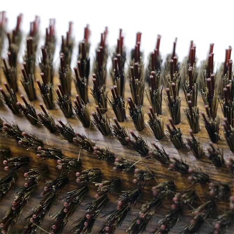 Wild Boar Bristle Wooden Round Brush Long Hair Styling Comb Curly and StraigZ3P2
