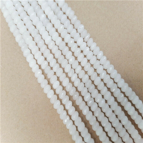 1 Strand 6x4mm White Jade Faceted Rondelle Spacer Loose Beads 15.5inch HH9309
