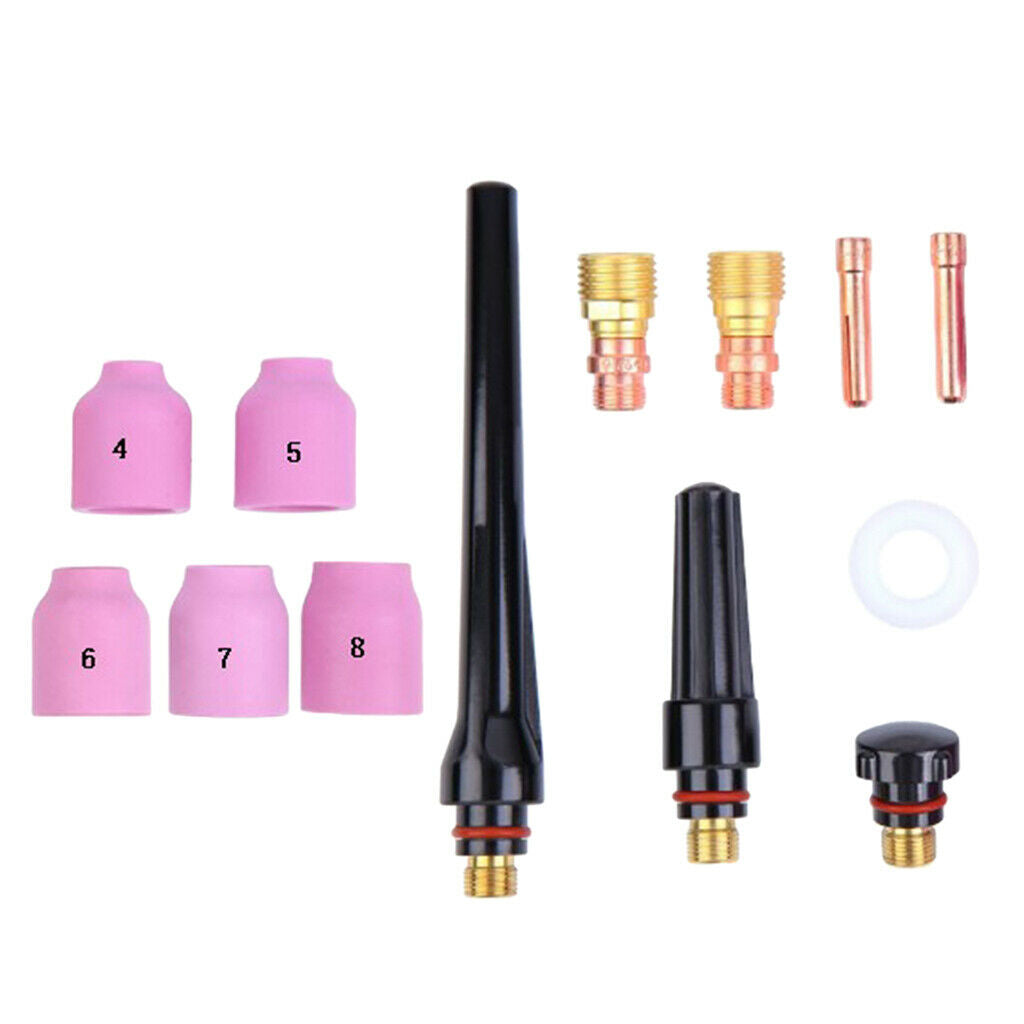 13x TIG Welding Torch Accessories Kit Collets Body Alumina Nozzle Back Cup Kit