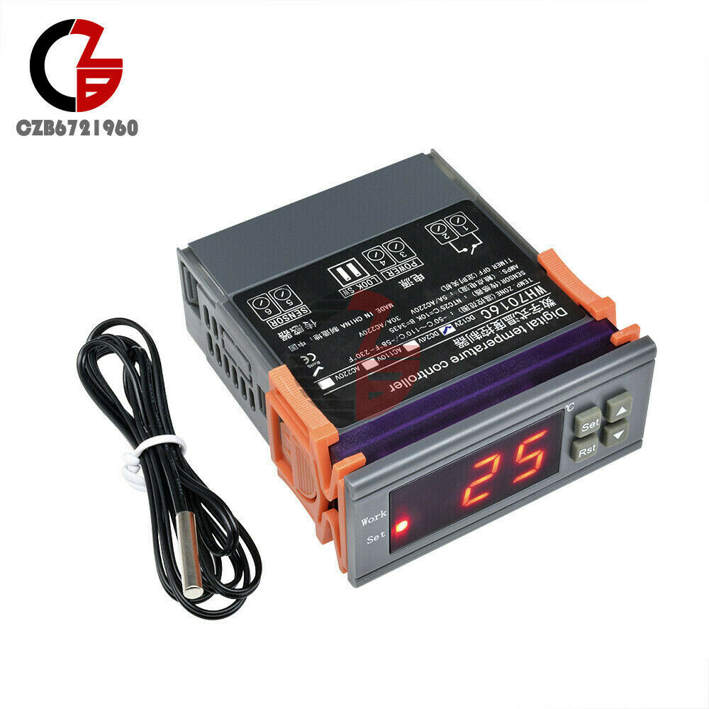WH7016C DC 12V 10A Digital RC-110M All-Purpose Temperature Controller w/ sensor