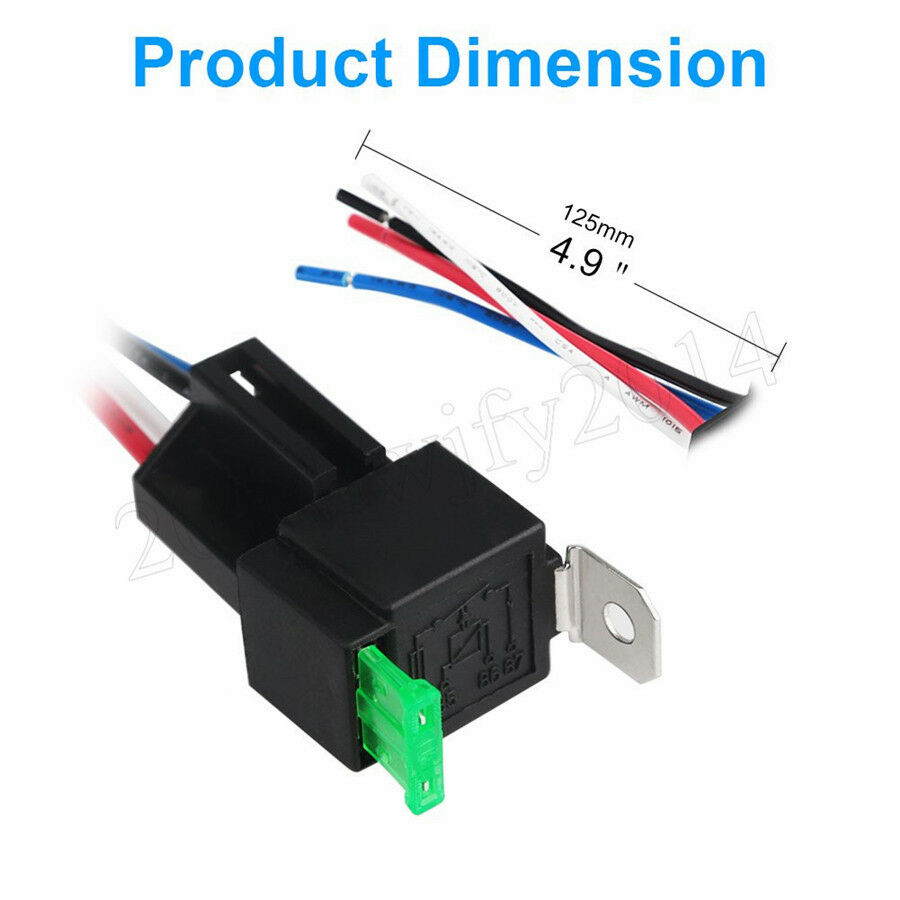 6Pcs Car Relay Switch Harness Set-12V 4PIN SPST 30AMP Fuse Holder 14AWG Hot Wire