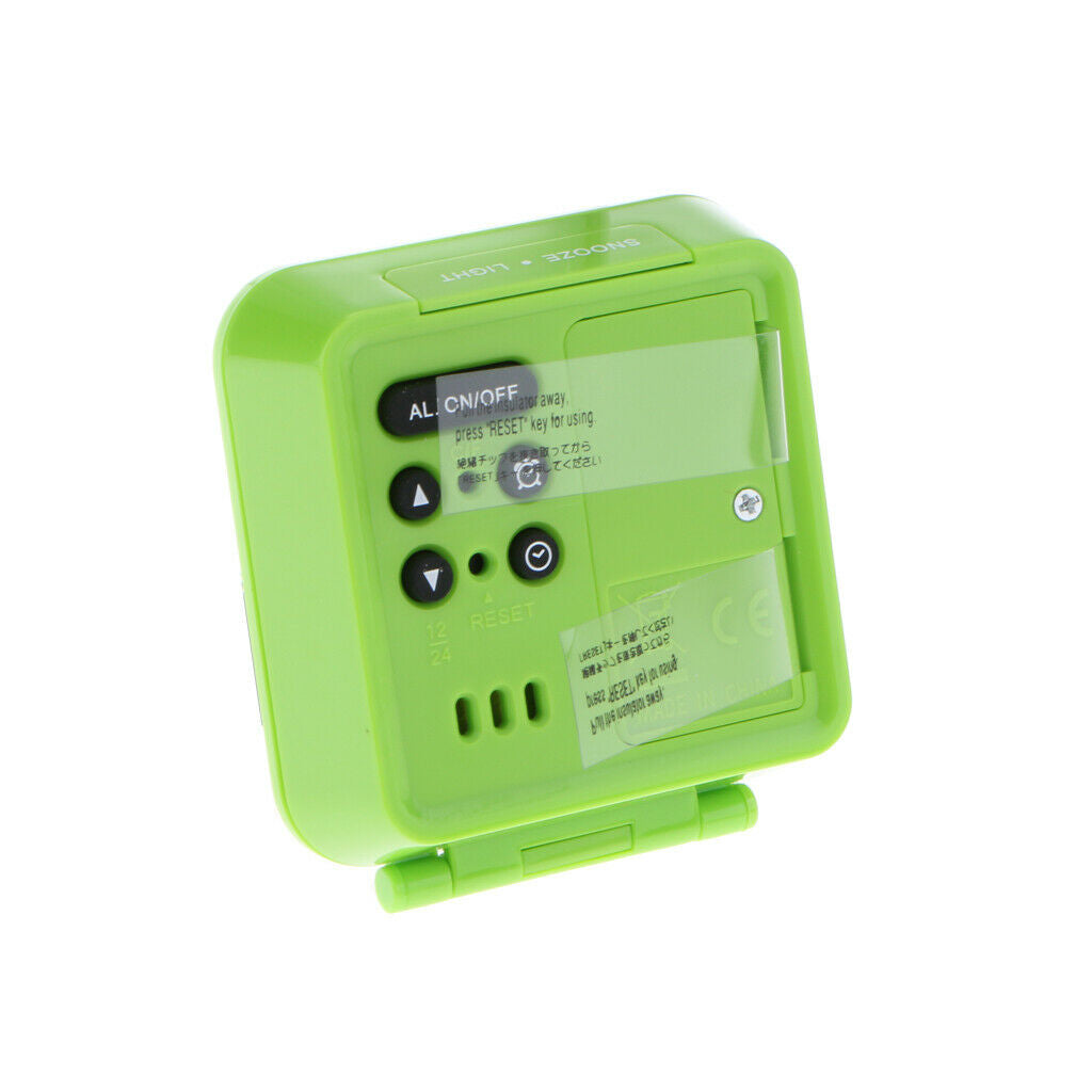Battery Operated Digital LCD Alarm Clock Backlight w/ Date Snooze Green