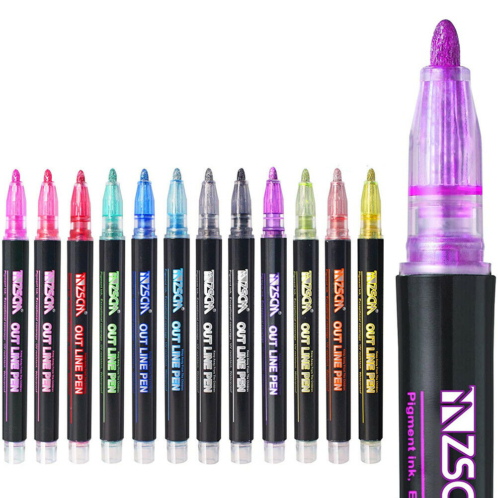 Marker Pens 12 Colors Double Line Marker Writing Drawing Highlighter Marker Pen