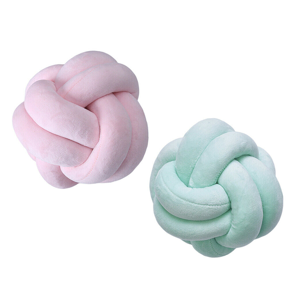 2x Knotted Pillow Hand-woven Plush Throw Cushion 18cm for Living Room Sofa