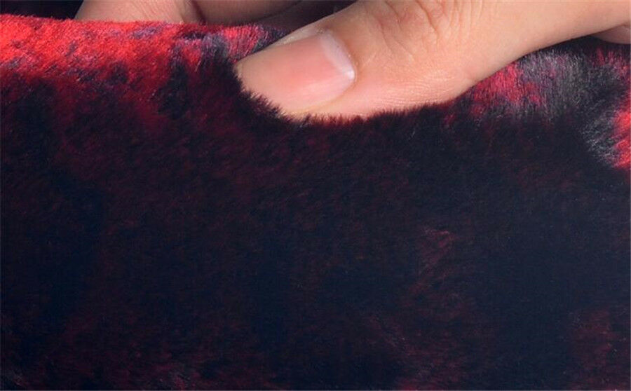 Winter 38cm Universal Black+Red Plush Furry Thick Auto Car Steering Wheel Cover