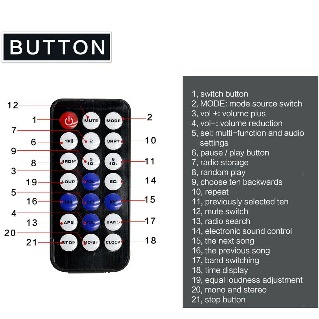 12V USB: 2.0 car radio MP3 player digital media receiver, handsfree phone,