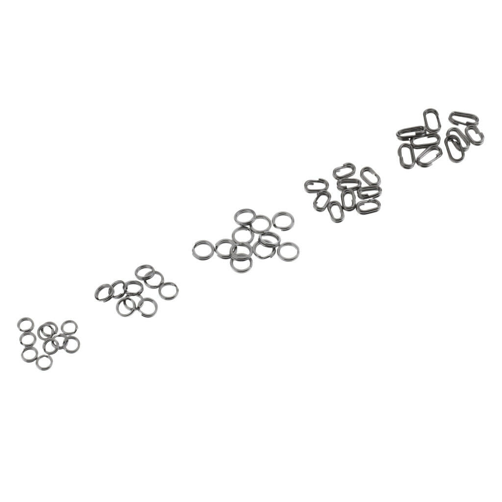 200 Pcs Stainless Steel Round Oval Split Ring Fishing Tool Line Connector