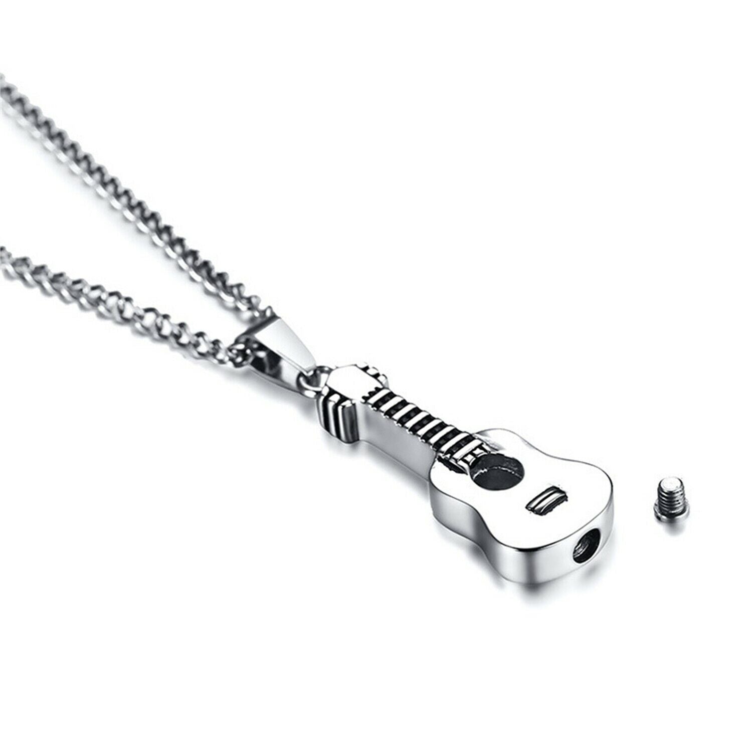 Guitar Shaped Pet Cremation Ashes Keepsake Urn Holder Memorial Jewelry Necklace