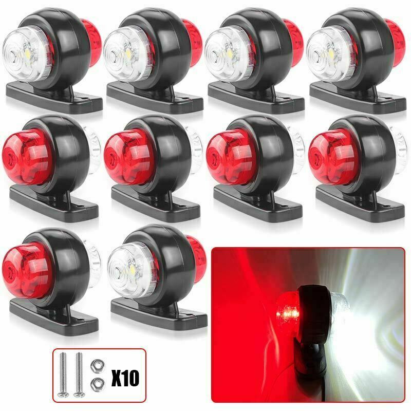 10X Red White LED Side Marker Lights Truck Trailer Clearance Light Lamp 12V 24V