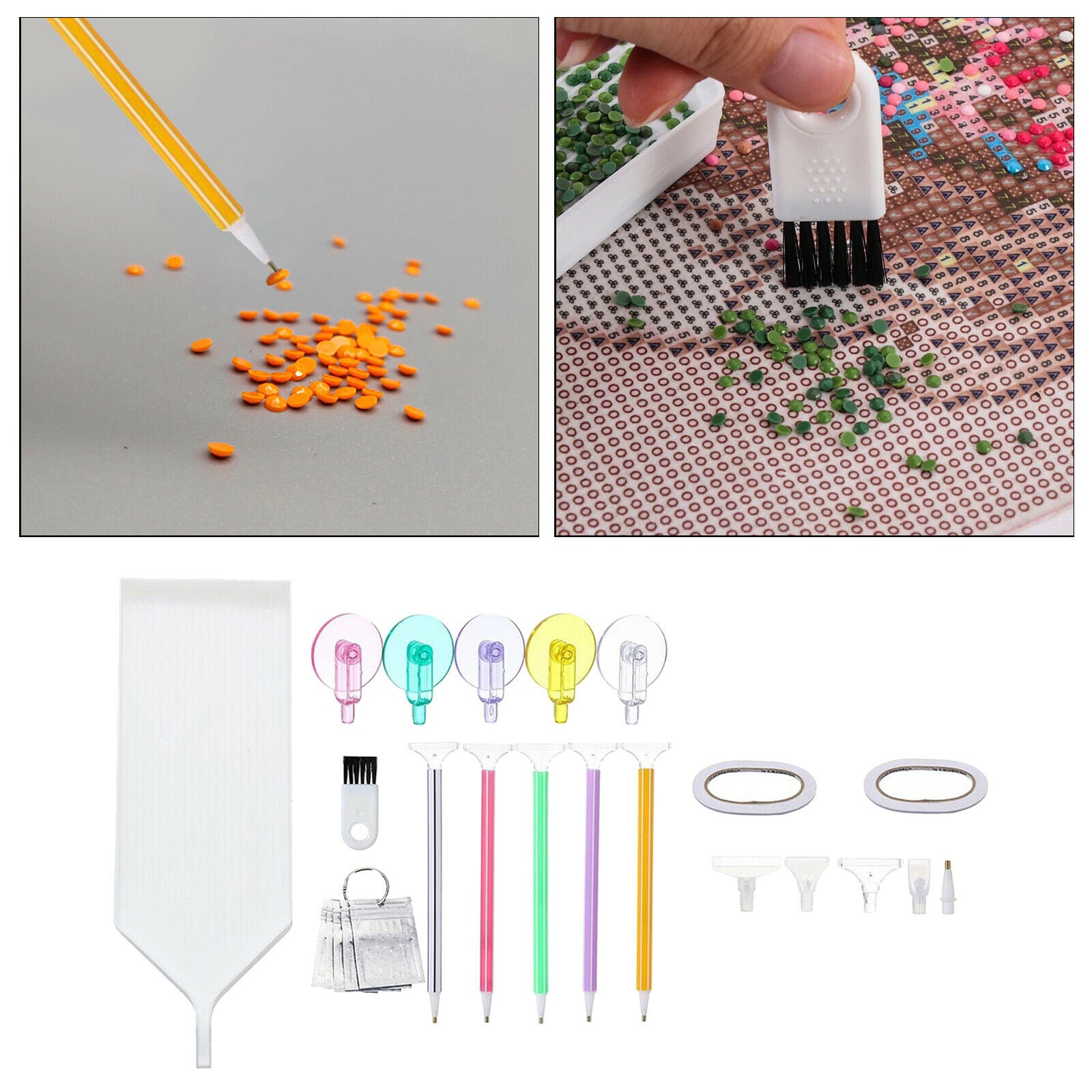 24x 5D Diamond Painting Pen DIY with 5 Drill Pen Heads Storage Tray Supplies
