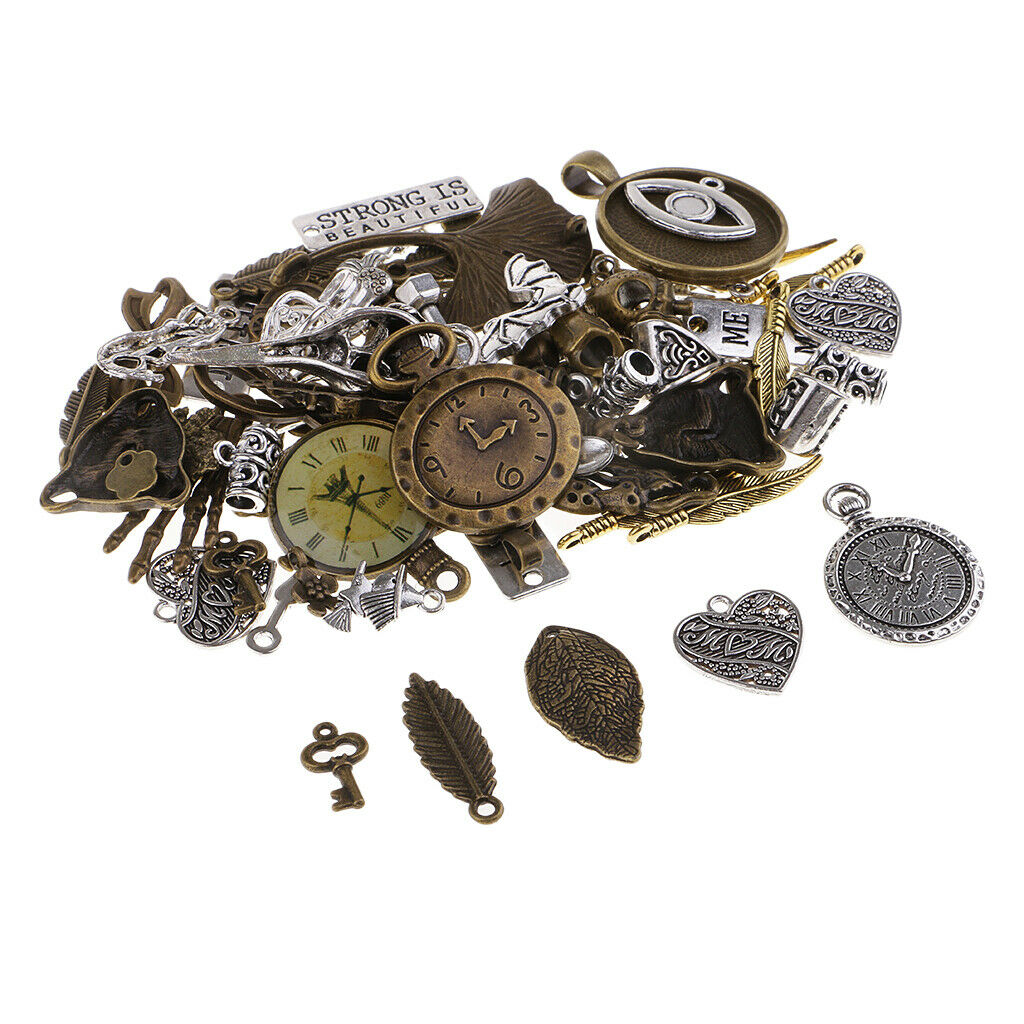 100g Alloy Charms Steampunk Bead Loose for Necklace Jewelry Findings Crafts