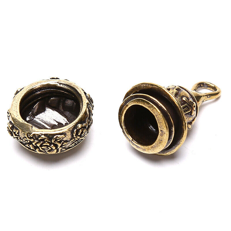 Brass Chinese Letters Blessing Lotus Gourd Charms Key Chain Pendants Pill.l8