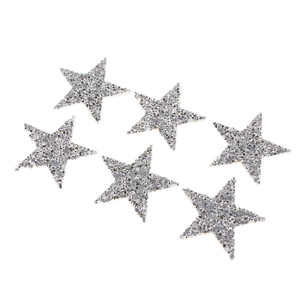 6 Pieces Star Sequins Sew Iron on Applique Embroidered Patches Iron-On Crafts