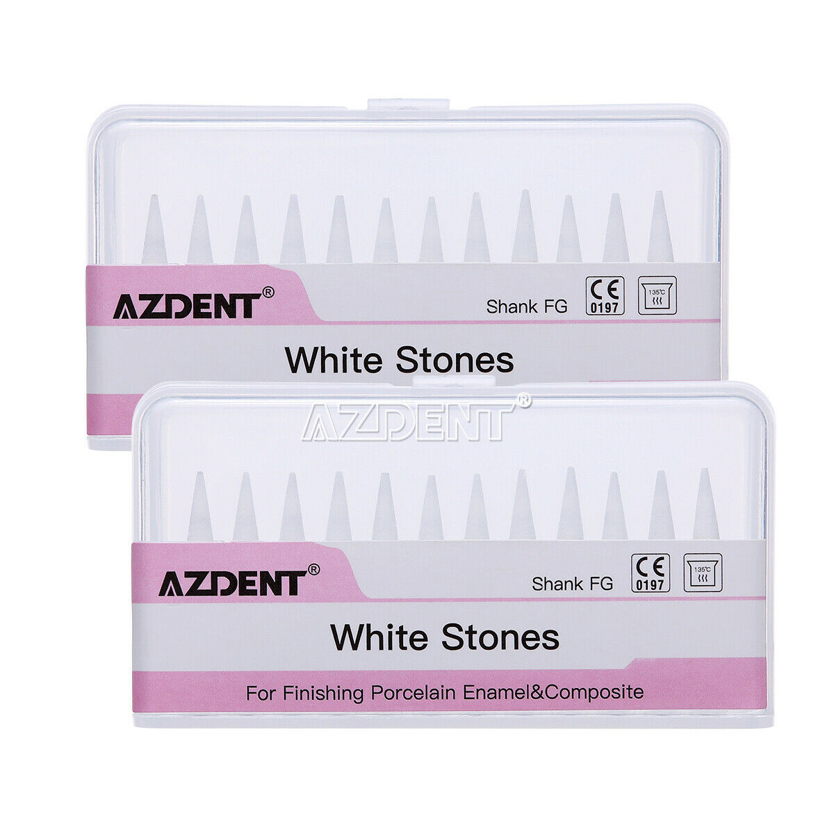 3X Dental White Stone Polishing FG Burs CN1 Abrasion Points Cone Shape AZDENT