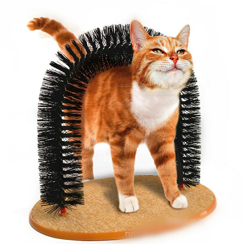 Top Cat Self Groomer with Round Fleece Base Useful Scratch Arch Brush for Cats