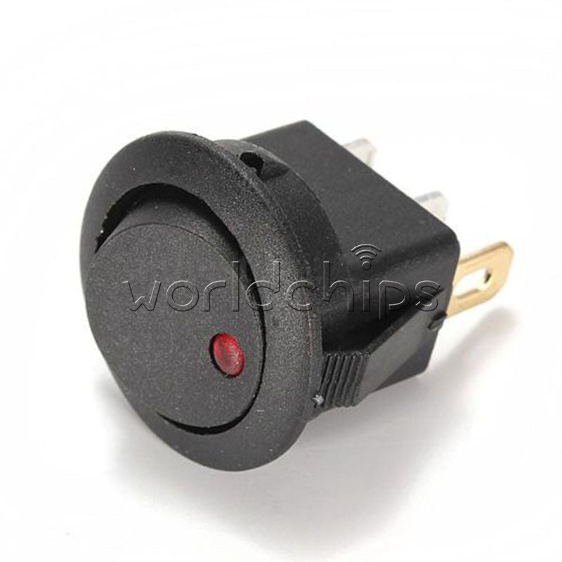 5Pcs Red 12V LED Dot Light Car Auto Boat Round Rocker ON-OFF Toggle Switch