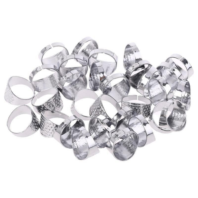 30pcs Sewing Thimbles Finger Protector Adjustable Rings Shield Hand Quilting DIY
