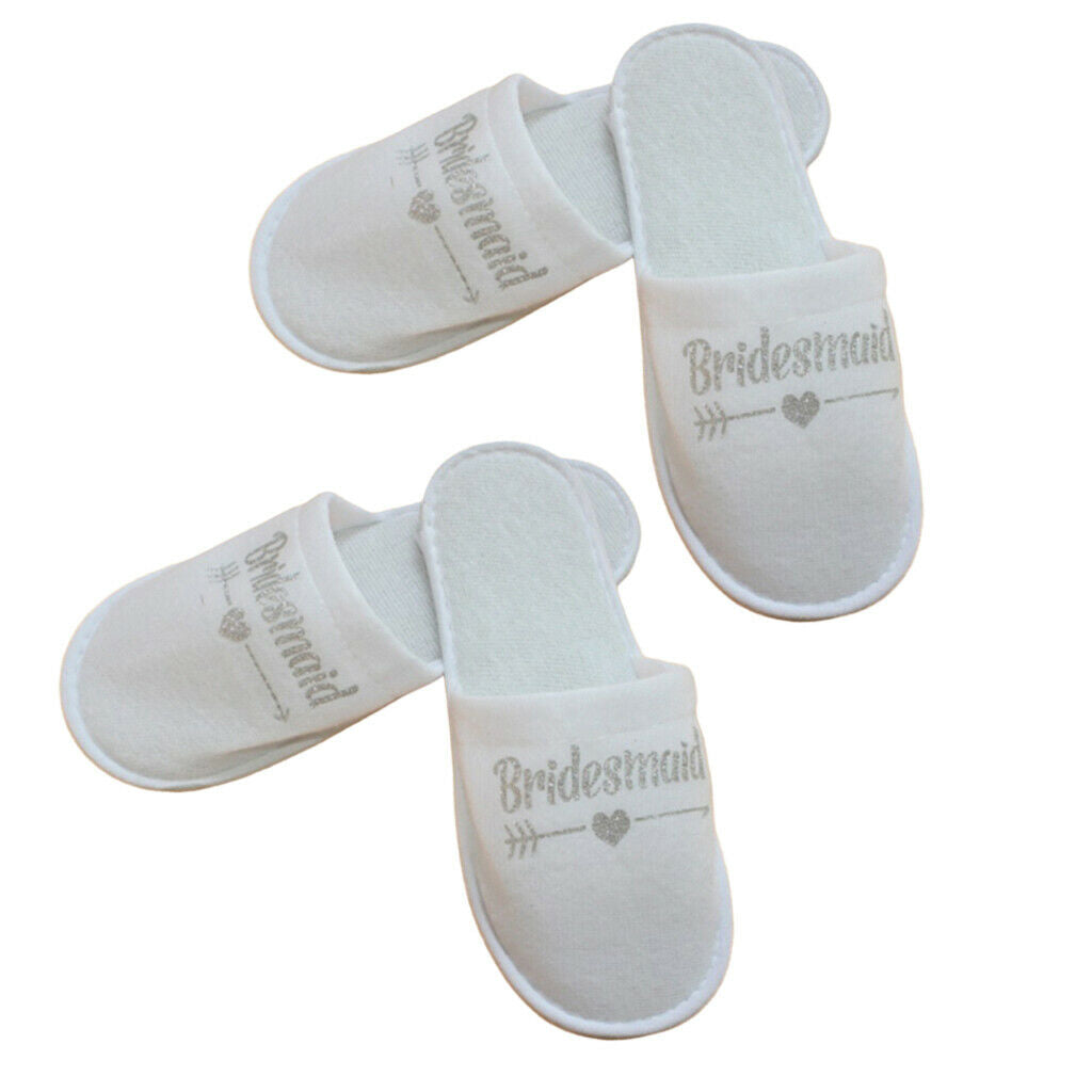 2 Pair Non-Slip Bridal Soft Bridesmaid Spa Closed Toe Home Guest Slippers