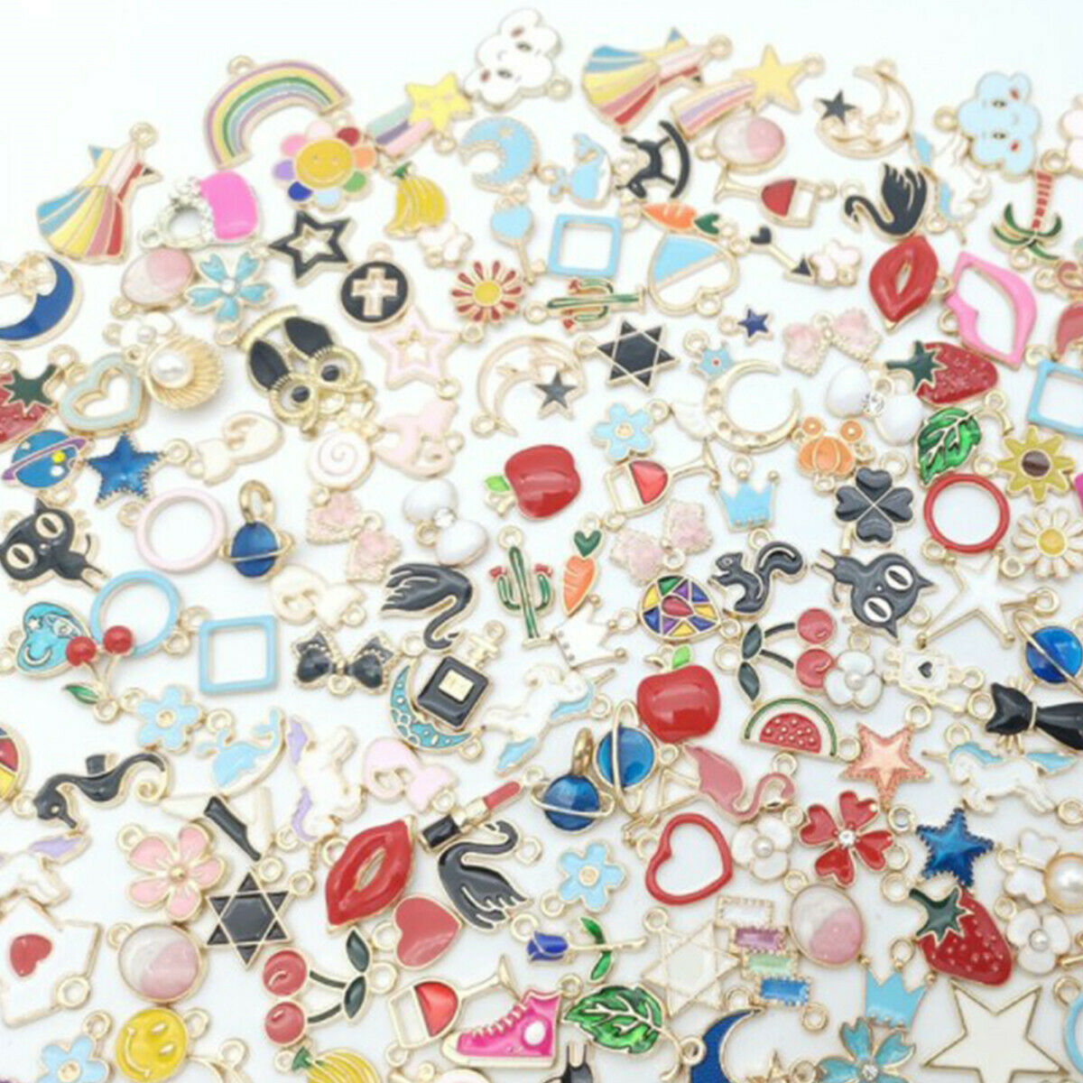 40Pcs DIY Mixed Enamel Random Color Alloy Pendant Charms Jewelry Accessories